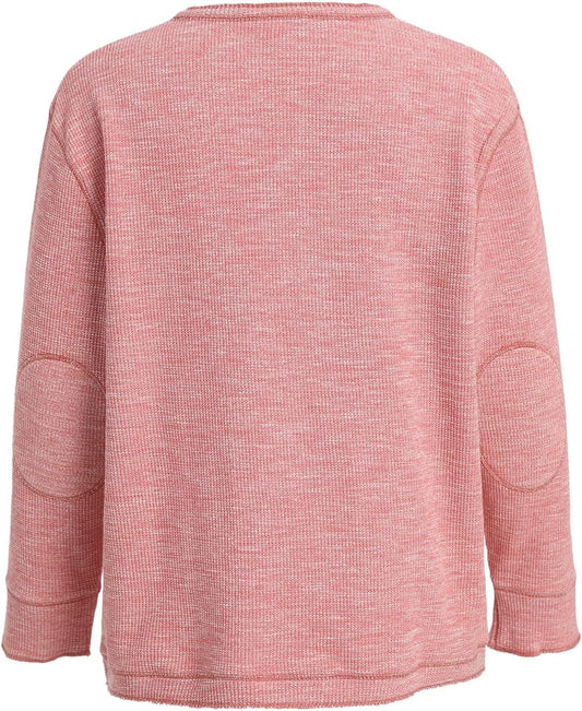OTIC Men's Long Sleeve Shirt:Loose Fit Waffle Henley Casual Front Placket Four Botton Henley T Shirt