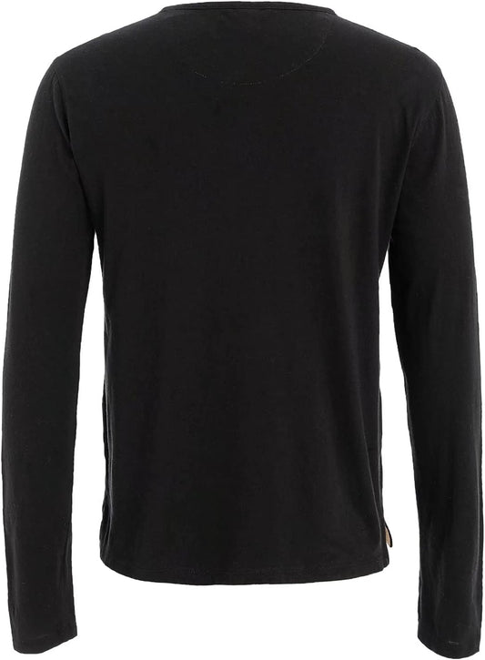 OTIC Men's Henley Opening Placket Button Shirt Long Sleeve Sustainable Recycle Cotton