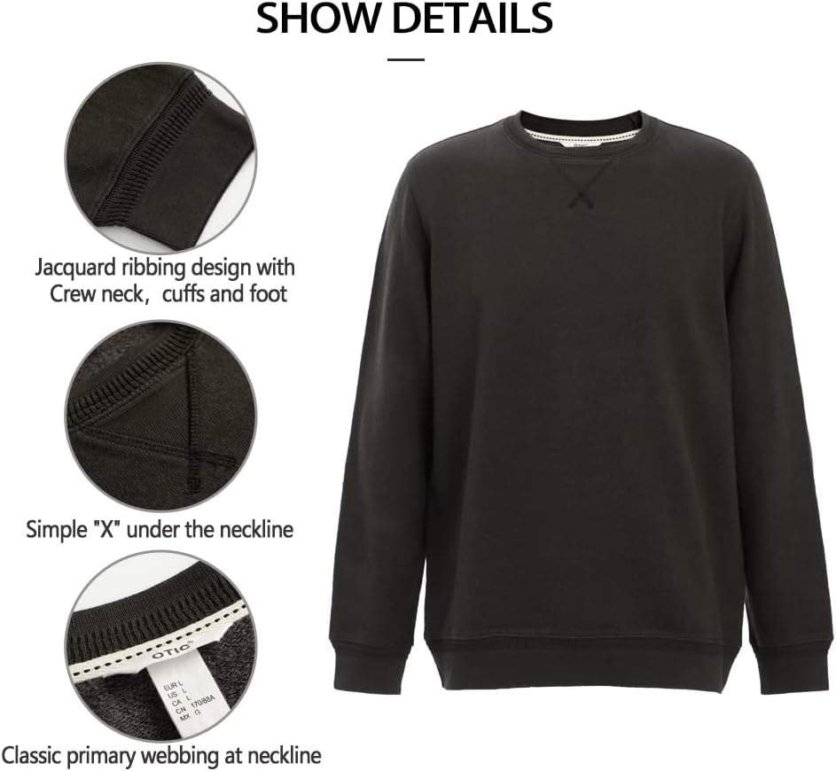OTIC Men's Crewneck textured Jacquard Rib Long sleeve