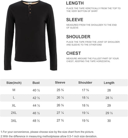 OTIC Men's Henley Opening Placket Button Shirt Long Sleeve Sustainable Recycle Cotton