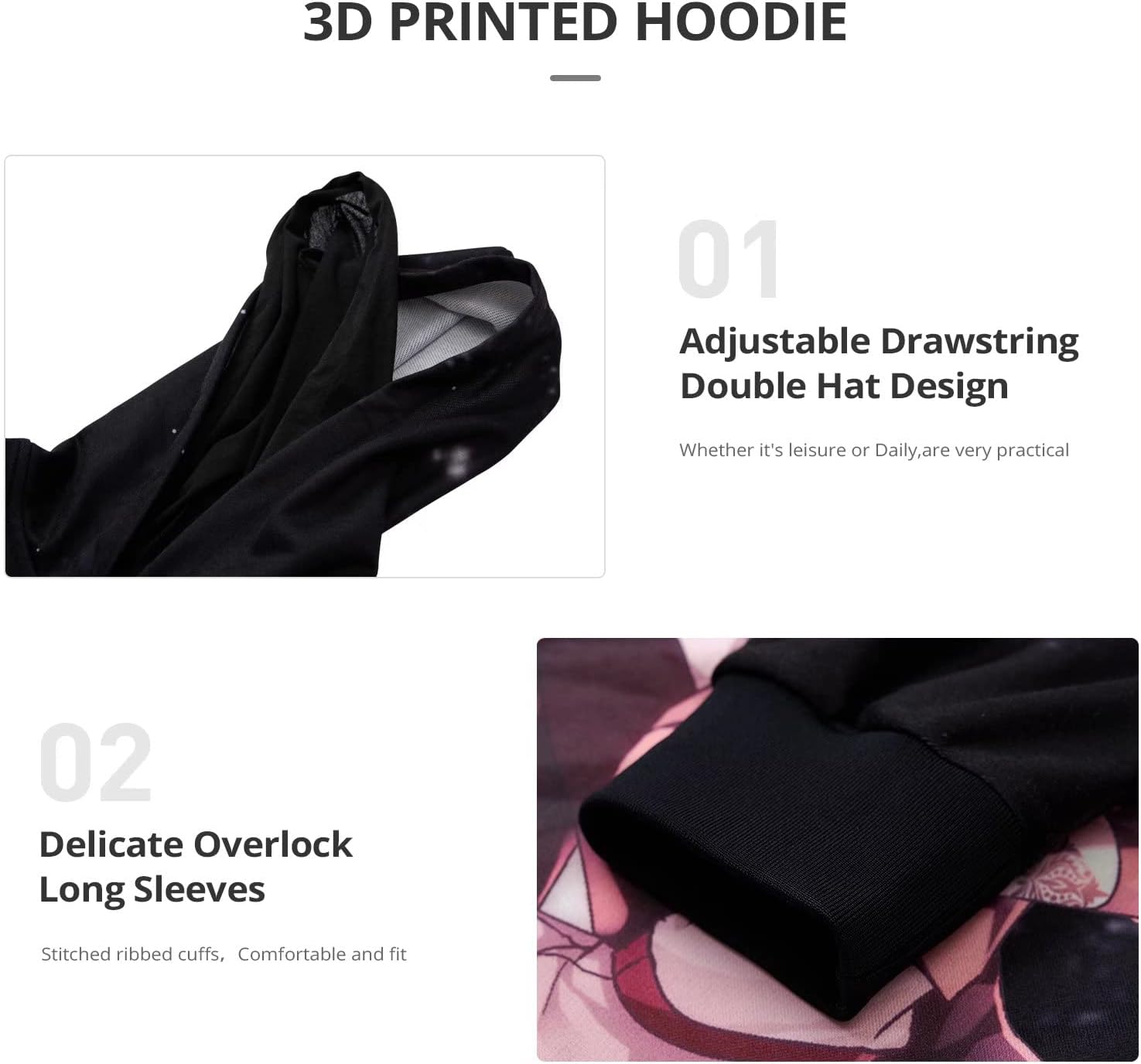 Hoodie Sweatshirt Hip Hop Couples Pullover： 3D Printing Anime Hooded Print Bat Long Sleeve For Men Women