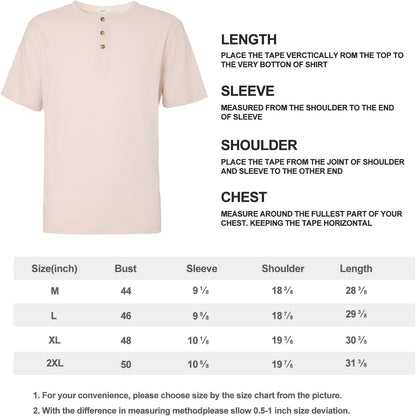 Men's Henley Opening Placket Button Short Sleeve Casual Top Sustainable Recycle Cotton