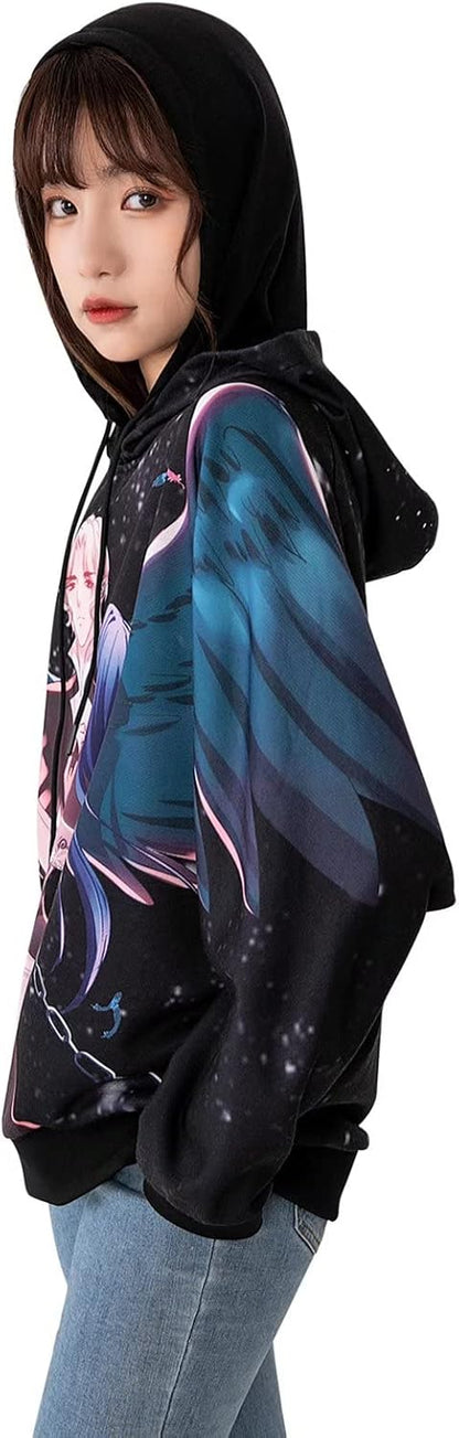 Hoodie Sweatshirt Hip Hop Couples Pullover： 3D Printing Anime Hooded Print Bat Long Sleeve For Men Women