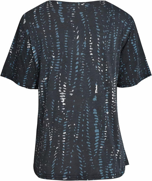 Women's Round Neck Short Sleeves Slub Uneven Jersey Ocean Dream Print Sustainable Cotton T-Shirt