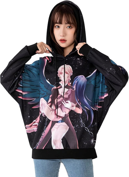 Hoodie Sweatshirt Hip Hop Couples Pullover： 3D Printing Anime Hooded Print Bat Long Sleeve For Men Women
