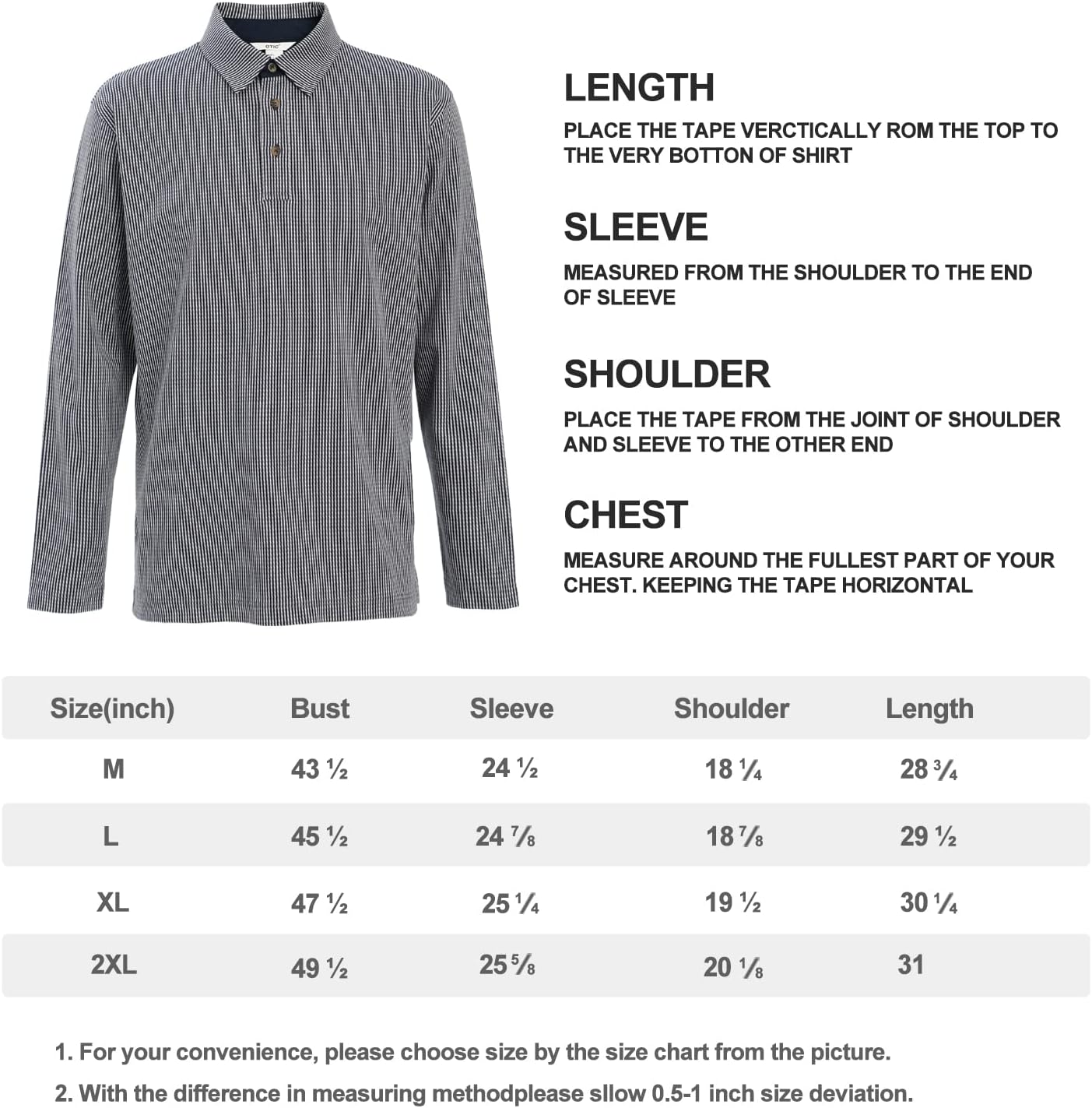 Men's Polo Shirt Long Sleeve Opening Placket Button Check Jacquard Sustainable Cotton Cotton USA