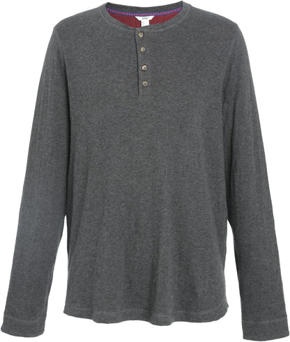 Men's Henley Opening Placket Button Long Sleeve Shirt Two-Sided Two-Color Soft Top Sustainable Cotton Cotton USA
