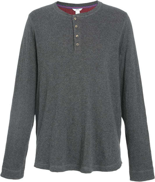 Men's Henley Opening Placket Button Long Sleeve Shirt Two-Sided Two-Color Soft Top Sustainable Cotton Cotton USA