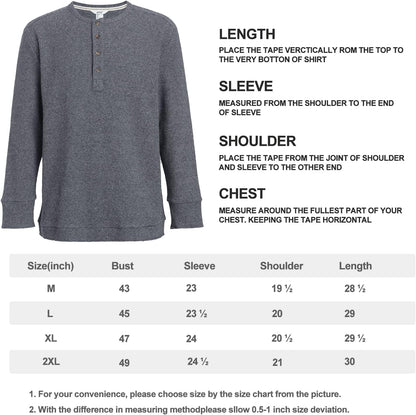 OTIC Men's Waffle Henley Shirt Long Sleeve Sustainable US Cotton Cotton USA