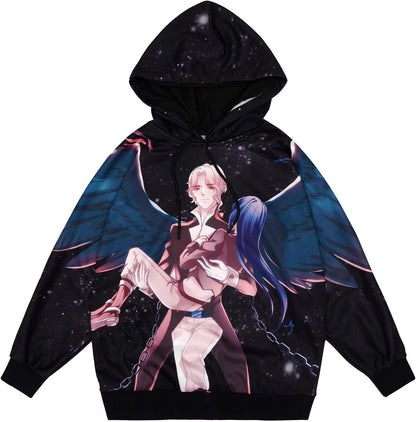 Hoodie Sweatshirt Hip Hop Couples Pullover： 3D Printing Anime Hooded Print Bat Long Sleeve For Men Women