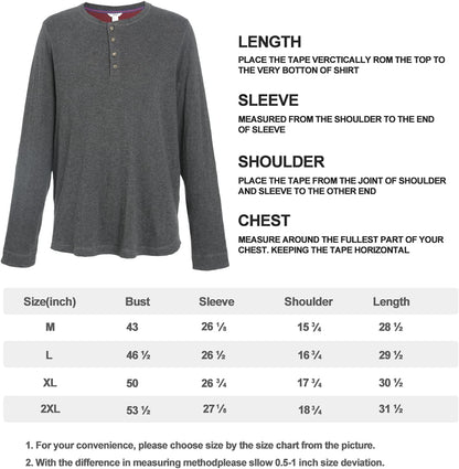 Men's Henley Opening Placket Button Long Sleeve Shirt Two-Sided Two-Color Soft Top Sustainable Cotton Cotton USA