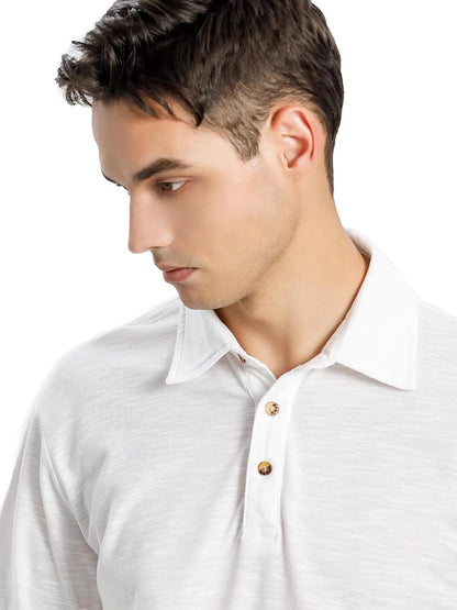 OTIC Long Sleeve Polo Shirts for Men: Long Sleeve Cotton Polo Shirts Golf Casual Long Sleeve Polo with Collar Button Down