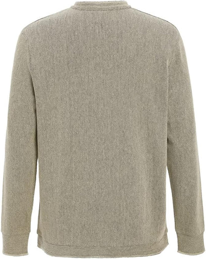 OTIC Men's Henley Shirt Long Sleeve US Cotton Chain Textured Jacquard