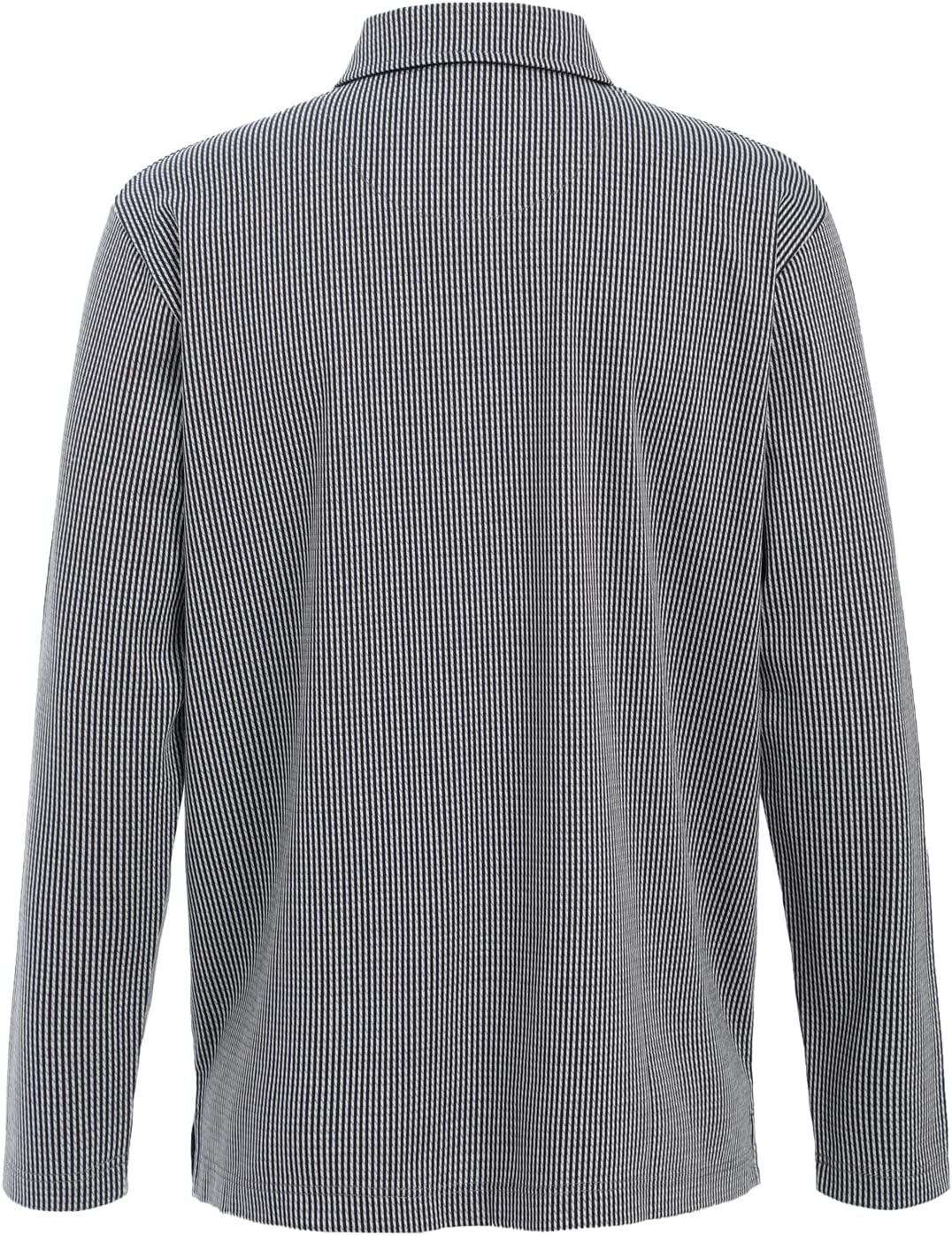 Men's Polo Shirt Long Sleeve Opening Placket Button Check Jacquard Sustainable Cotton Cotton USA