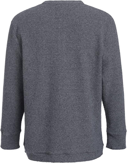 OTIC Men's Waffle Henley Shirt Long Sleeve Sustainable US Cotton Cotton USA