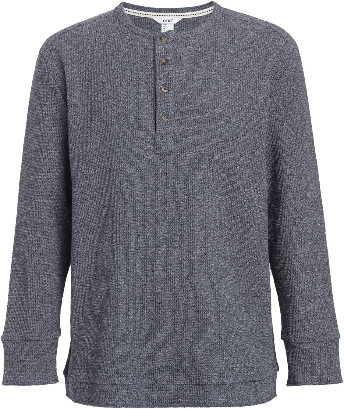 OTIC Men's Waffle Henley Shirt Long Sleeve Sustainable US Cotton Cotton USA