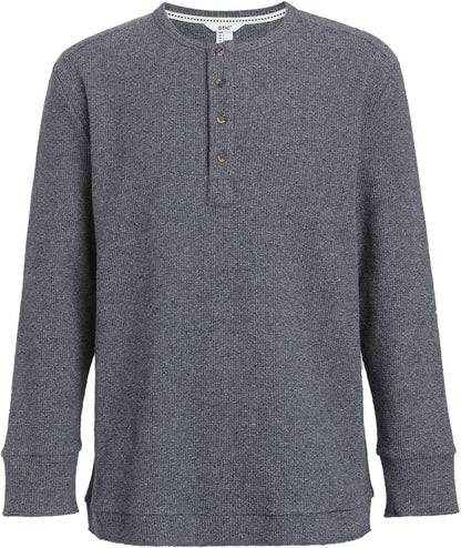 OTIC Men's Waffle Henley Shirt Long Sleeve Sustainable US Cotton Cotton USA