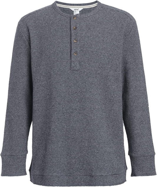 OTIC Men's Waffle Henley Shirt Long Sleeve Sustainable US Cotton Cotton USA