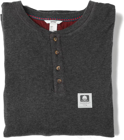 Men's Henley Opening Placket Button Long Sleeve Shirt Two-Sided Two-Color Soft Top Sustainable Cotton Cotton USA